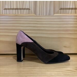 Vintage 80s VanEli Women Heels Chunky Colorblock Pink Brown Black Size 7M GUC